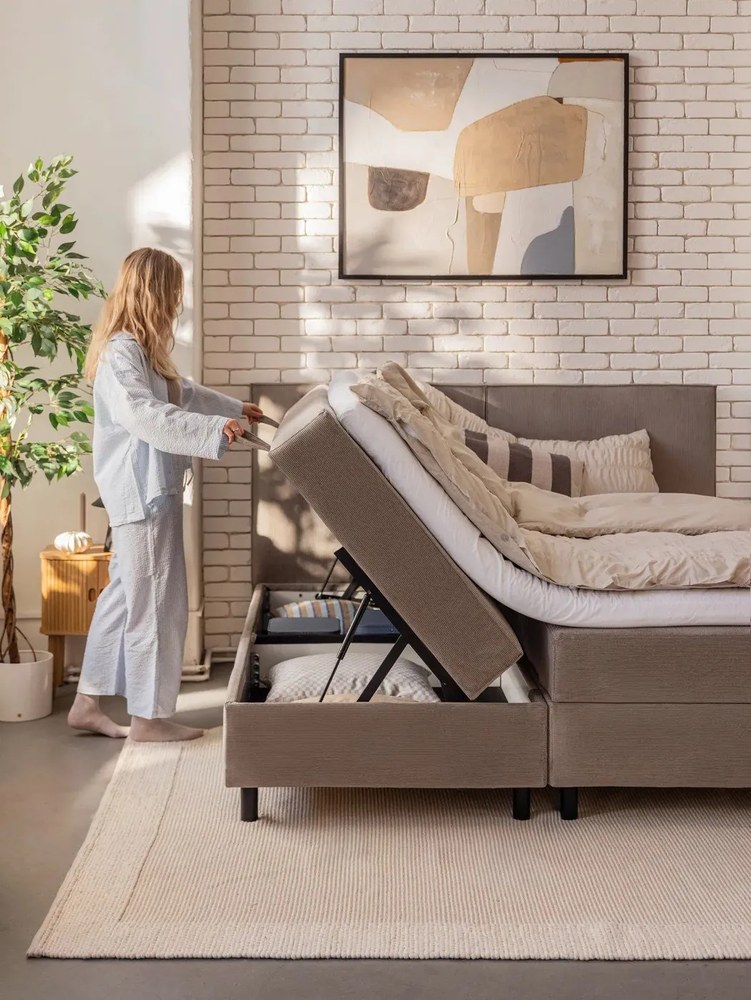 Biancheria da letto beige per letto matrimoniale 200x200 cm Seersucker - Catherine Lansfield