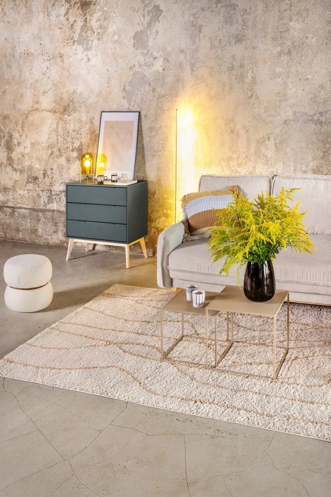 Divano angolare beige allungabile (con penisola a destra) con rivestimento in velluto a coste Tori – Bonami Selection