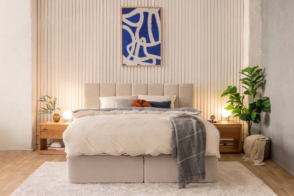 Letto boxspring beige 180x200 cm Olia Bold Line – Bonami Selection