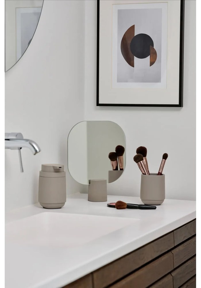 Tazza in cemento beige per spazzolini da denti Time - Zone