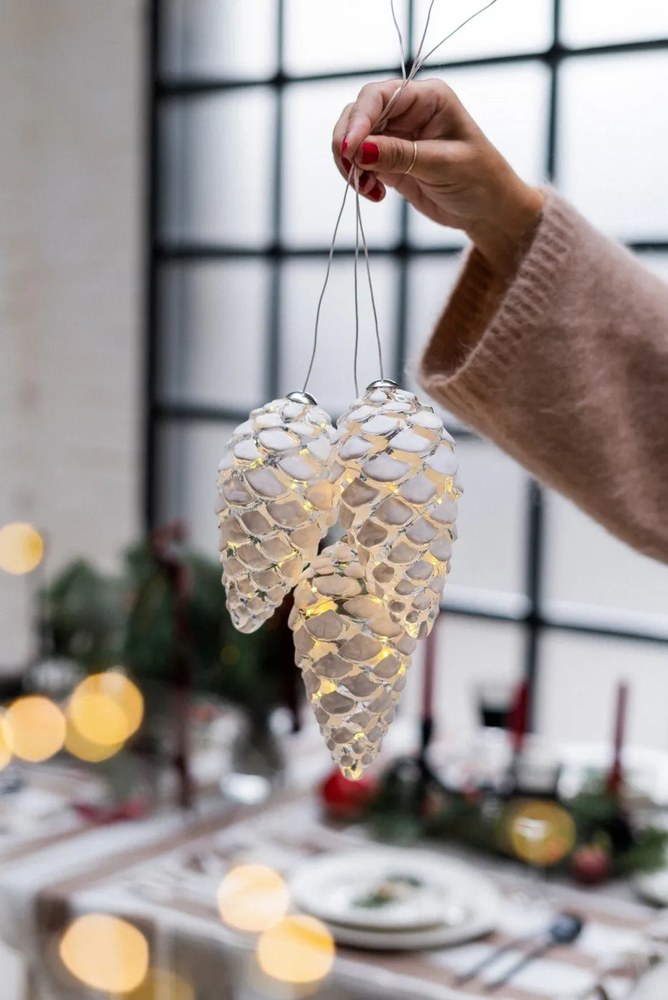 Decorazione natalizia luminosa bianca a sospensione ø 7 cm Celina – Sirius