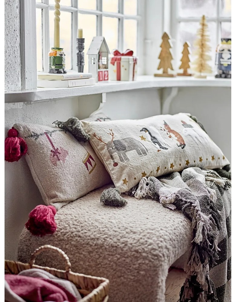 Panca crema in tessuto bouclé Bobbie - Bloomingville