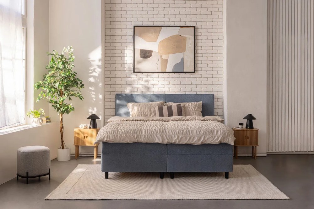 Biancheria da letto beige per letto matrimoniale 200x200 cm Seersucker - Catherine Lansfield