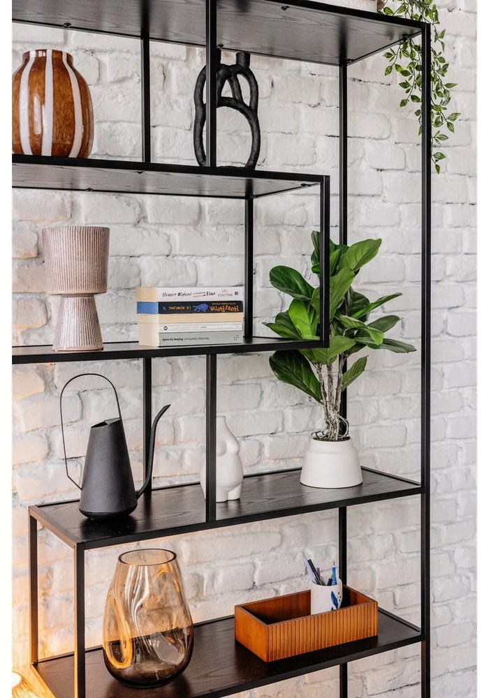 Libreria nera in frassino 114x185 cm Seaford - Actona