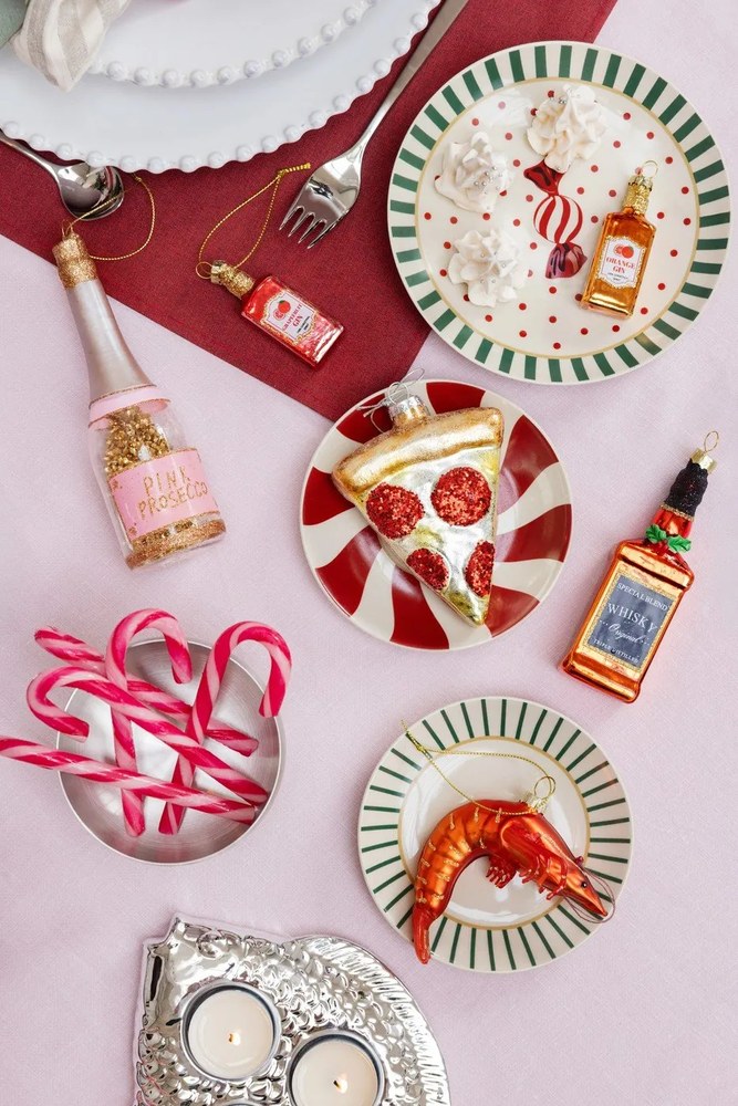 Decorazioni per albero di natale in set in vetro fatte a mano 3 pz ø 3 cm Gin Bottle – Sass & Belle