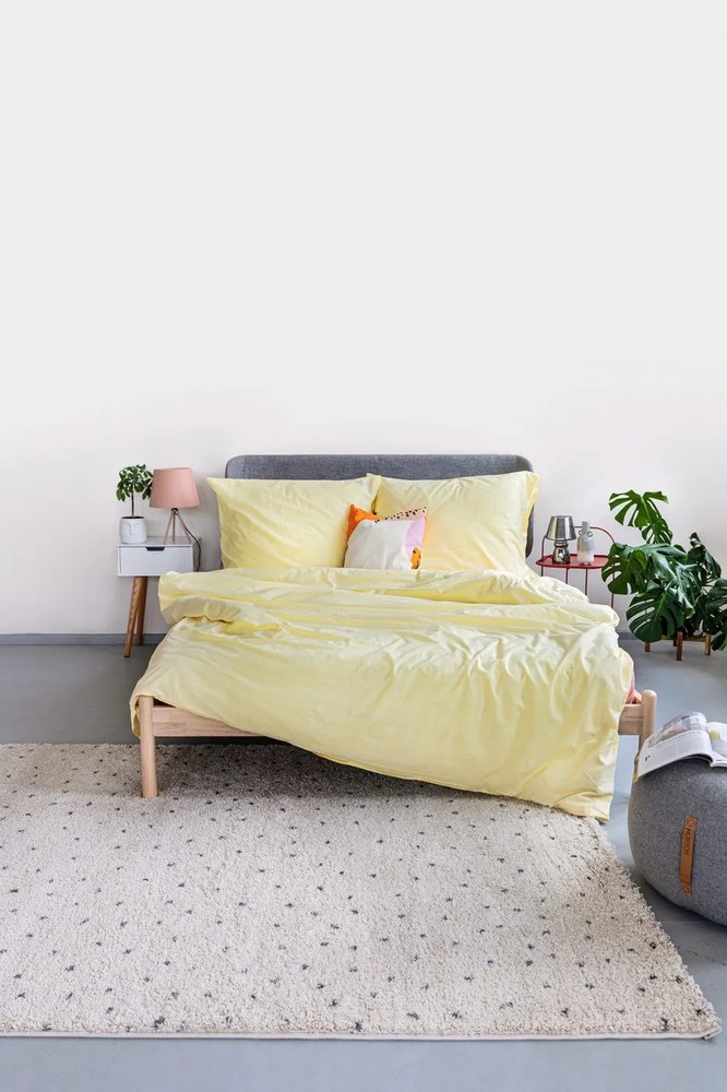 Lenzuola in cotone giallo vaniglia per letto matrimoniale , 200 x 220 cm - Bonami Selection