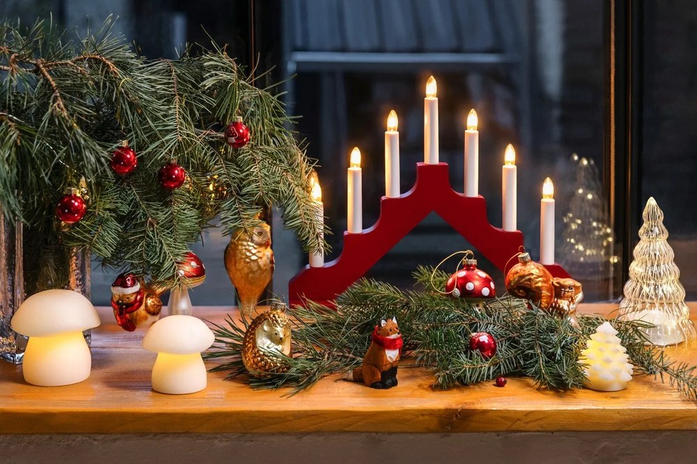 Decorazione per albero di natale in vetro fatta a mano ø 6 cm Happy Mushroom – Sass &amp; Belle