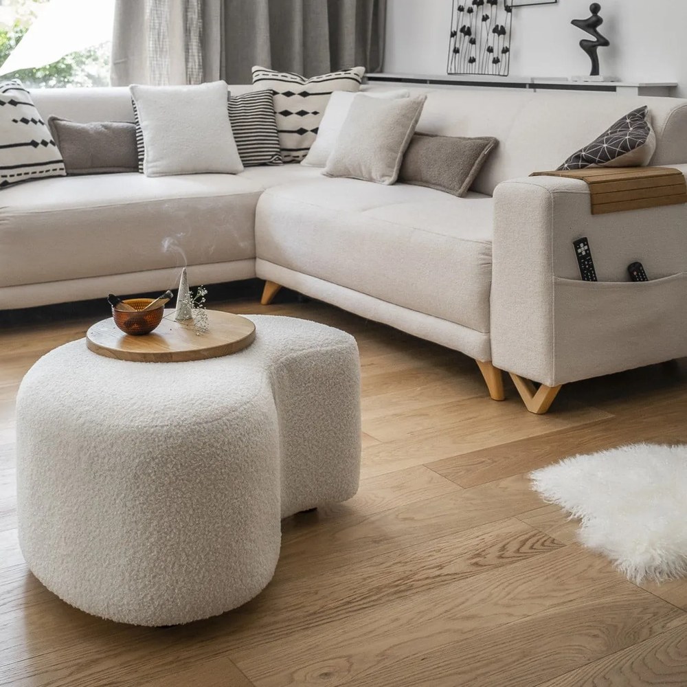 Divano angolare beige allungabile e con contenitore (penisola a sinistra/a L) Classy Sophie – Miuform