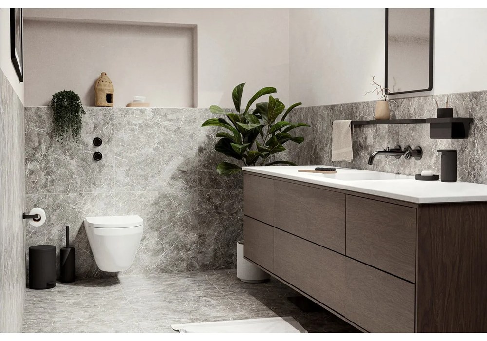 Mensola da parete nera per il bagno Rim - Zone
