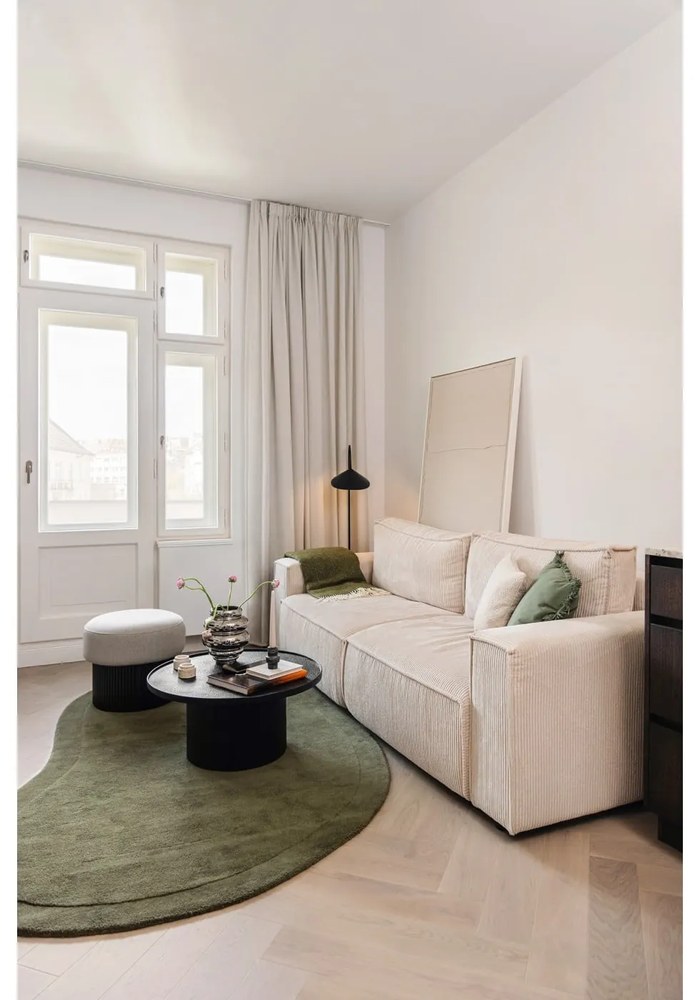 Divano letto in velluto a coste beige 245 cm Nihad - Bobochic Paris