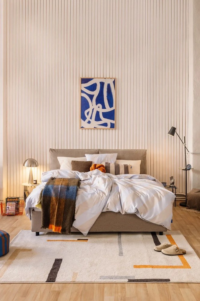 Letto matrimoniale imbottito grigio tortora con contenitore e rete inclusi 180x200 cm Myra Pillow – Bonami Selection