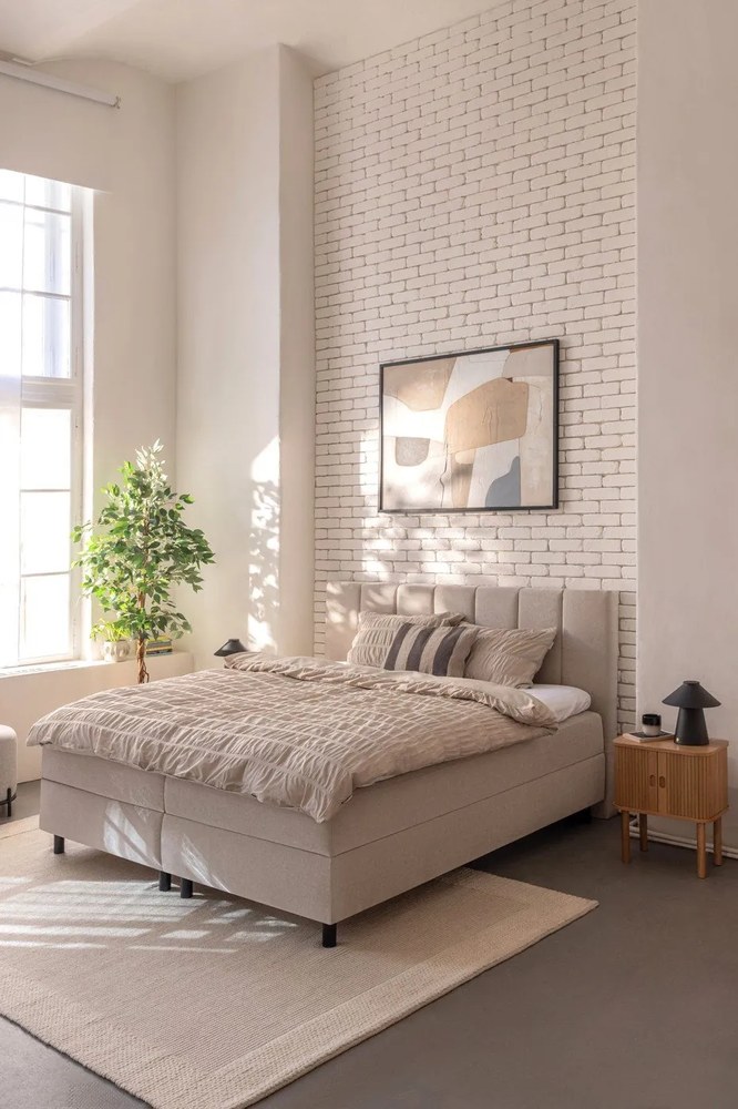 Biancheria da letto beige per letto matrimoniale 200x200 cm Seersucker - Catherine Lansfield