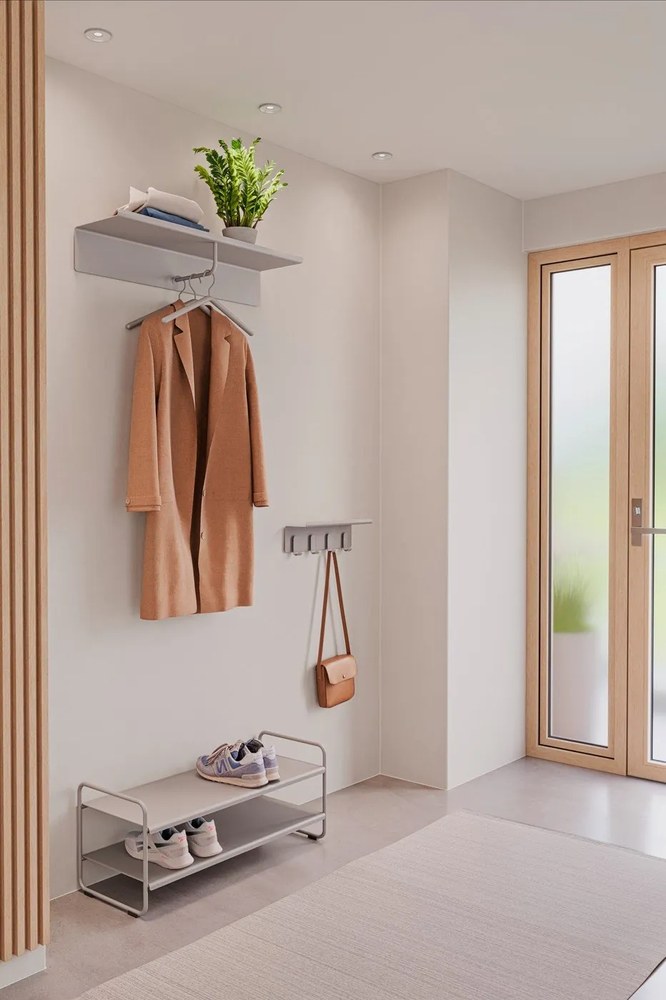 Attaccapanni da parete grigio chiaro in acciaio con scaffale 21,5 cm A-Coat – Zone