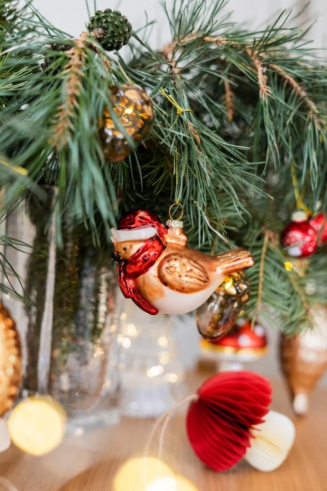 Decorazione per albero di natale in vetro fatta a mano ø 6 cm Happy Mushroom – Sass &amp; Belle