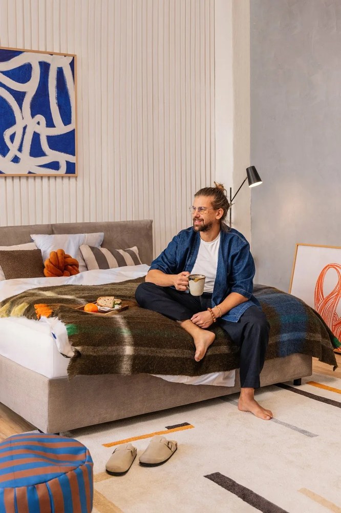 Letto matrimoniale imbottito grigio tortora con contenitore e rete inclusi 180x200 cm Myra Pillow – Bonami Selection