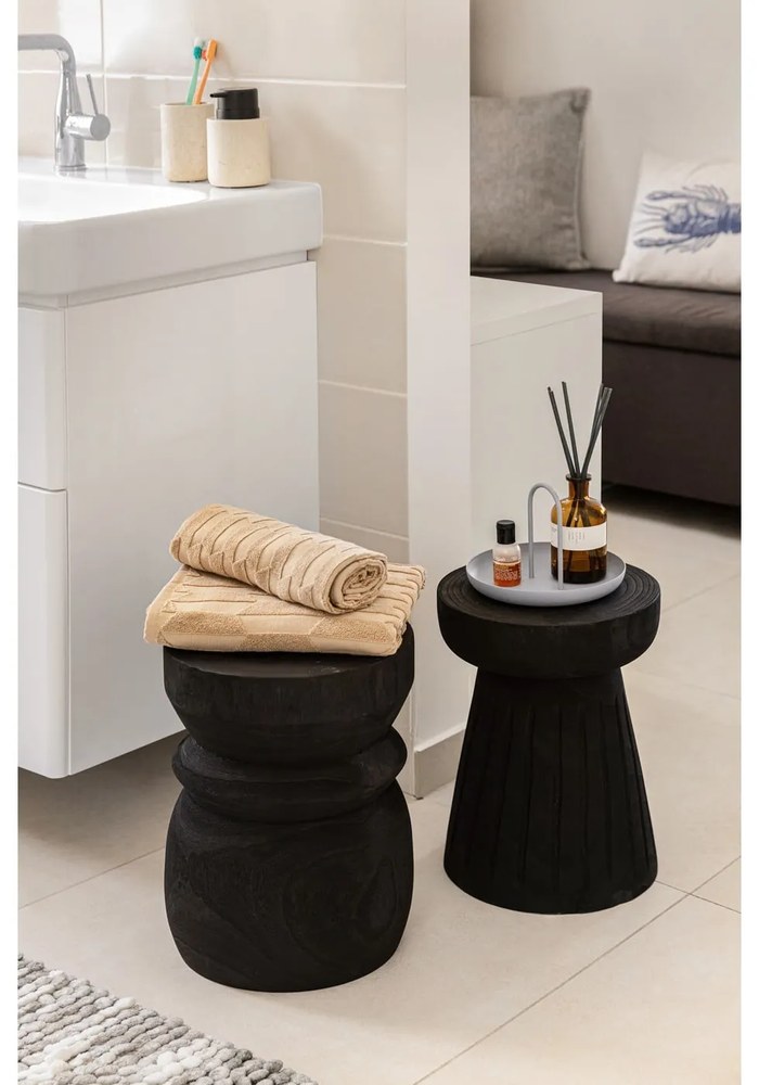 Sgabello da giardino nero in legno di paulownia Borre - WOOOD