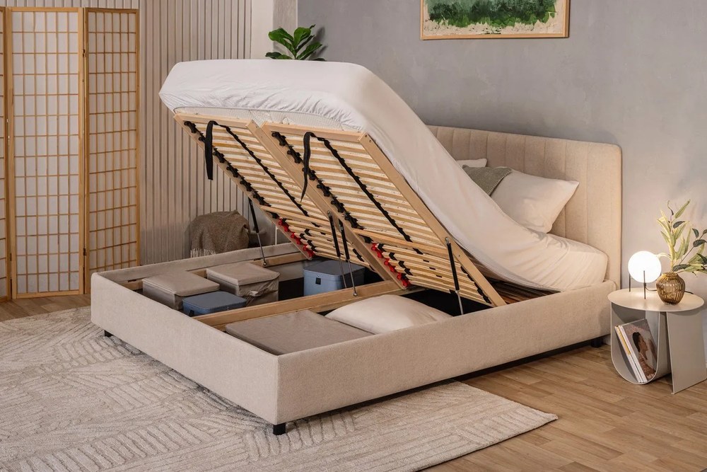 Scatola in tessuto beige con coperchio 35x19x26 cm Soft Storage - Bigso Box of Sweden