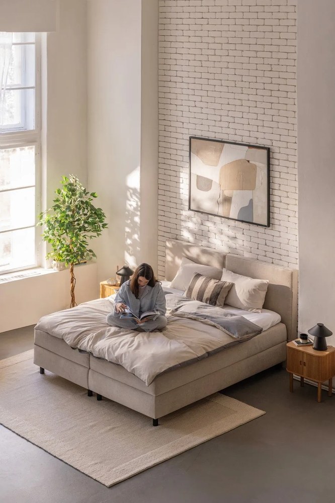 Biancheria da letto matrimoniale grigio e beige in cotone Renforcé con un lenzuolo 4 pezzi 200x220 cm - Mila Home