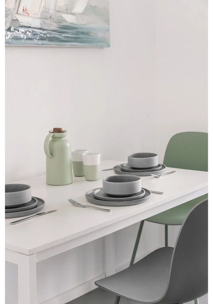 Set di piatti grigi in gres 12 pz Malia - Bonami Selection