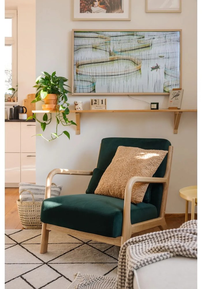 Poltrona in velluto verde scuro Mark - WOOOD