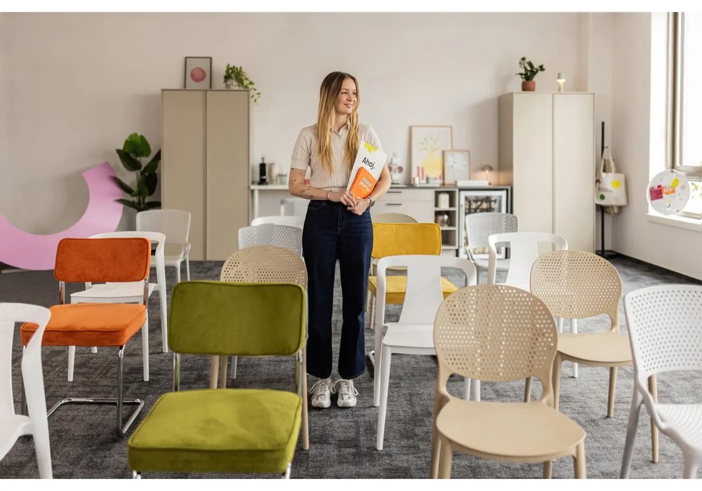 Sedia da pranzo in velluto a coste verde Rupert - Unique Furniture