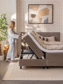 Biancheria da letto beige per letto matrimoniale 200x200 cm Seersucker - Catherine Lansfield