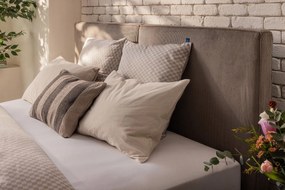 Letto matrimoniale imbottito grigio con contenitore e rete inclusi 180x200 cm Thessa Bold – Bonami Selection