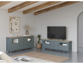 Cassettiera verde polveroso in pino massiccio 180x80x40 cm Misti – Marckeric