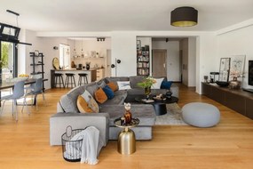 Pouf grigio chiaro Turenio, ø 70 cm Mochi - Hübsch