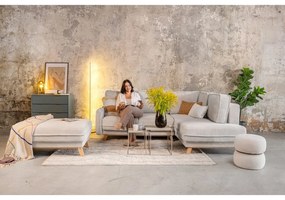 Divano angolare beige allungabile (con penisola a destra) con rivestimento in velluto a coste Tori – Bonami Selection