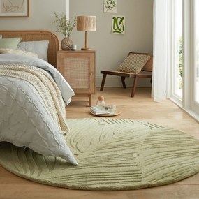 Tappeto rotondo in lana verde ø 160 cm Lino Leaf - Flair Rugs
