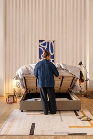 Letto matrimoniale imbottito grigio tortora con contenitore e rete inclusi 180x200 cm Myra Pillow – Bonami Selection