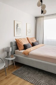 Letto matrimoniale imbottito blu polveroso con contenitore con rete inclusa 180x200 cm Lotte – Meise Möbel