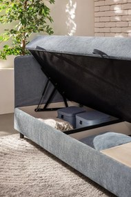 Letto singolo imbottito blu con contenitore con materasso incluso 120x200 cm Avela – Bonami Selection