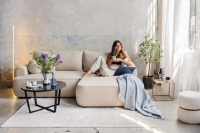 Divano angolare beige allungabile (con penisola a destra) con rivestimento in bouclé Quinoa – Bonami Selection