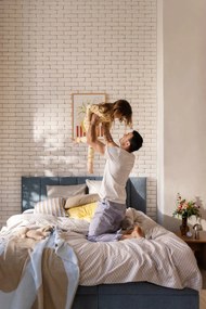 Letto boxspring blu con contenitore 180x200 cm Elva Bold Line – Bonami Selection