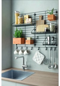 Ganci di sospensione in acciaio nero lucido in set di 3 pezzi Mural - Metaltex