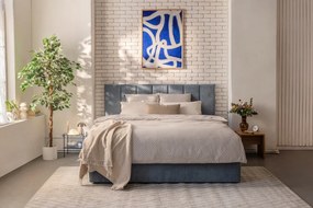 Letto matrimoniale imbottito blu con contenitore e rete inclusi 180x200 cm Thessa Bold Line – Bonami Selection