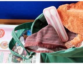 Posate di plastica per bambini in bianco e rosa chiaro 2 pz. Flowers &amp; butterflies - Mepal