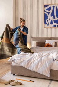 Letto matrimoniale imbottito grigio tortora con contenitore e rete inclusi 180x200 cm Myra Pillow – Bonami Selection