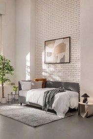 Letto singolo imbottito grigio con contenitore con materasso incluso 90x200 cm Avela – Bonami Selection