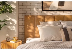 Letto matrimoniale imbottito color senape con contenitore e rete inclusi 160x200 cm Thessa Bold Line – Bonami Selection