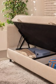 Letto singolo imbottito beige con contenitore con materasso incluso 90x200 cm Avela – Bonami Selection