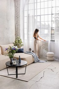 Divano angolare beige allungabile (con penisola a destra) con rivestimento in bouclé Quinoa – Bonami Selection