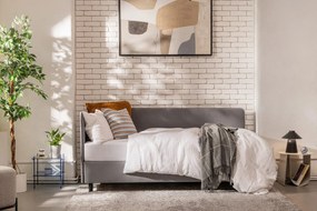 Letto singolo imbottito grigio con contenitore con materasso incluso 90x200 cm Avela – Bonami Selection