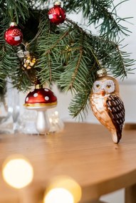 Decorazione per albero di natale in vetro fatta a mano 13 cm Owl – Sass &amp; Belle
