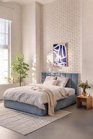 Letto matrimoniale imbottito blu con contenitore e rete inclusi 180x200 cm Thessa Bold Line – Bonami Selection