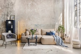 Divano angolare beige allungabile (con penisola a destra) con rivestimento in bouclé Quinoa – Bonami Selection