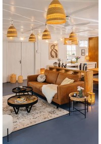 Poggiapiedi color crema con rivestimento in bouclé Alford – House Nordic