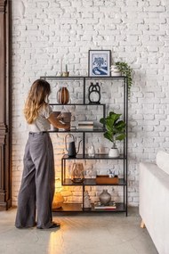 Libreria nera in frassino 114x185 cm Seaford - Actona